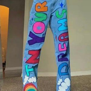 Rainbow Painted "In Your Dreams" Jeans